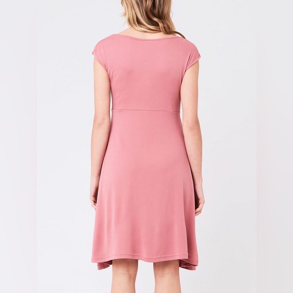 NEW Ripe Maternity A-line Cross Your Heart Dress Dusty Rose Pink Cap Sleeve Knee - Picture 4 of 9
